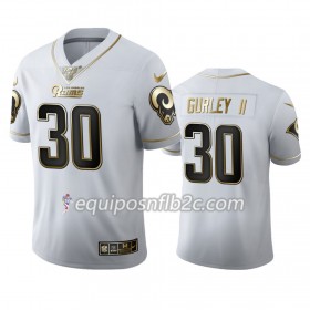 Camiseta Hombre NFL Los Angeles Rams Todd Gurley 30 Nike Blanco Golden Edition 100th